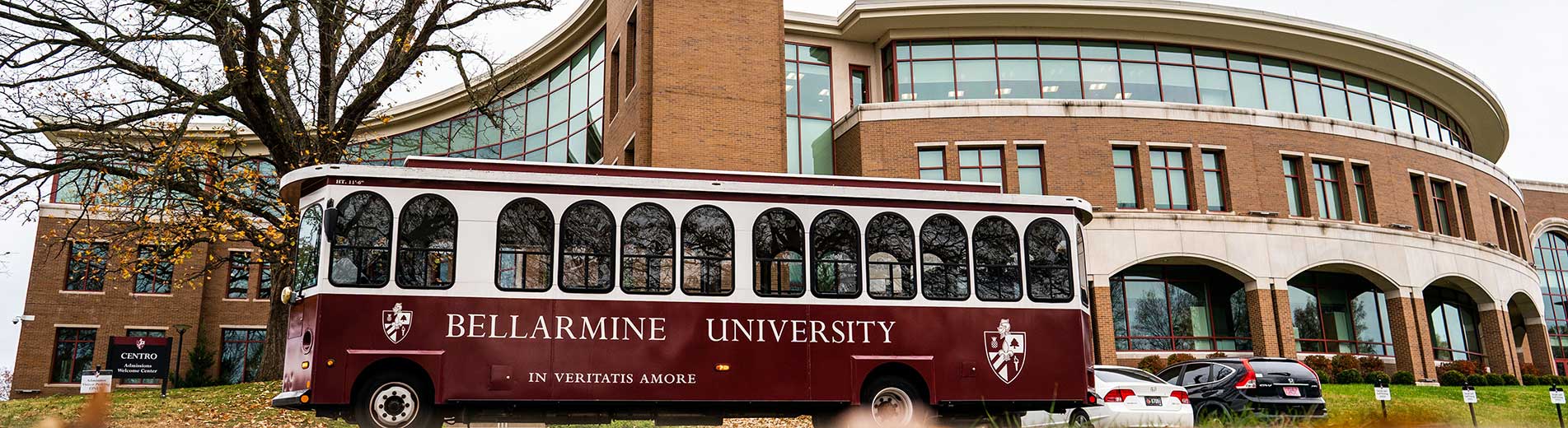 trolley outside the campus building